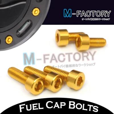 Gold CNC Billet Fuel Cap Bolts For Kawasaki ZX-10R Ninja 2004 2005 - Image 1 of 2