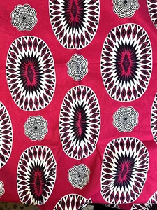 Veritable Echtwachs AS Hollandais Stoff 1 Yd 32" rot schwarz ethnische Medaillons - Bild 1 von 7