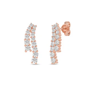 14k Rose Gold 1.25Ct TDW Lab Created Diamond Accent Swirl Earrings for Women - Picture 1 of 4