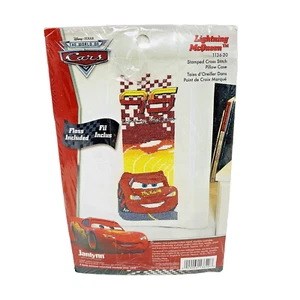 KIT Funda de Almohada Janlynn Lightning McQueen Estampado Punto de Cruz 2009 Disney - Imagen 1 de 3