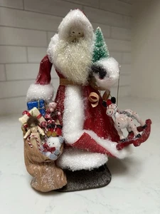 VTG Corn Husk Santa Claus Figurine Doll By Nan Anderson Nan’s 1990 8.25” - Picture 1 of 12