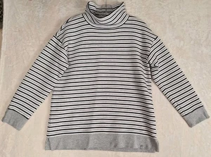 T By Talbots Active Cowlneck Ribbed Gray Sweatshirt Womens S Oversized Cotton - Picture 1 of 11