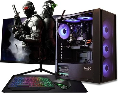 ASC TECHNOLOGY Gaming PC Bundle: Ryzen 5 4500,GT730 2GB , 16GB RAM, 1TB+256GB SSD BLACK 6F