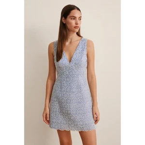 Michael Kors Collection made Italy blue Floral Embroidered Sheath Dress Size 6 - Picture 1 of 6