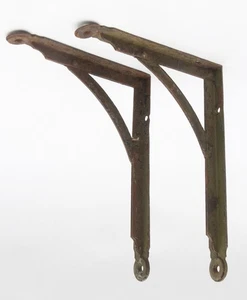 Par de vintage de 8 x 6 pulgadas Soportes de estantería de acero negro - Imagen 1 de 6