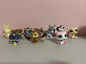 Lot Of 9 LPS Littlest Pet Shop Figurines Beaver Zebra Bear Monkey Llama & More - Picture 1 of 9
