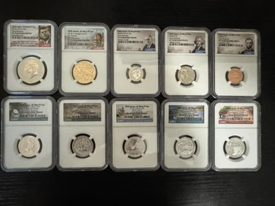 2018 S Silver Reverse Proof Set (10-Coin Set ) 50th Anniversary PF 70 w/ COA - Image 1 of 2