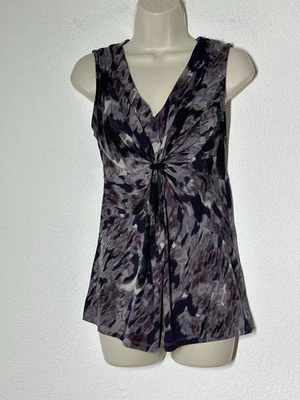 Y2K 90s Sleeveless Top Large Black Purple Twist Front Boho Fairy Whimsigoth - Image 1 of 4