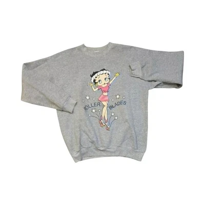 Sudadera Betty Boop Vintage M Gris Roller Blades Cuello Redondo Foto 1 de 4