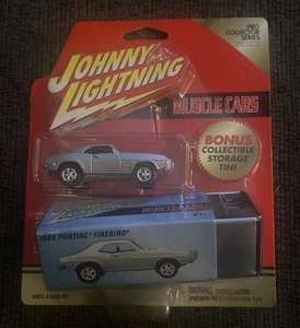 Johnny Lightning 1969 Pontiac Firebird Pro Collector Series with Tin Case Silver - Picture 1 of 4