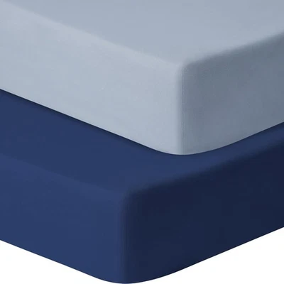 男孩女孩婴儿床床单,2 包床笠,灰色和青色  — 第 1/4 张图片