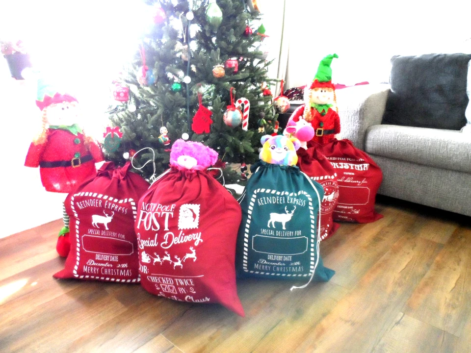 Персонализированный Рождественский Санта-Клаус 20 «x 24» подарочная сумка мешок 5 различных вариаций - Изображение 1 из 4