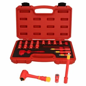 Kit de zócalo de herramientas y accesorios VDE aislado de unidad de 1/4" 18 piezas métricas aprobadas por GS - Imagen 1 de 3