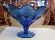 Fruit Glass Bowl Antique Large Art Cobalt Colored Blue Ussr For Decor 1930s Rare