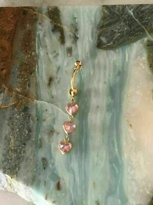 Anillo ombligo ombligo diamante simulado corte corazón 2 quilates chapado en oro amarillo 14K Foto 1 de 4