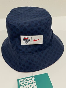 YOUTH NIKE PARIS USA OLYMPIC BASKETBALL REVERSIBLE BUCKET HAT NAVY BLUE RED M - Picture 1 of 8