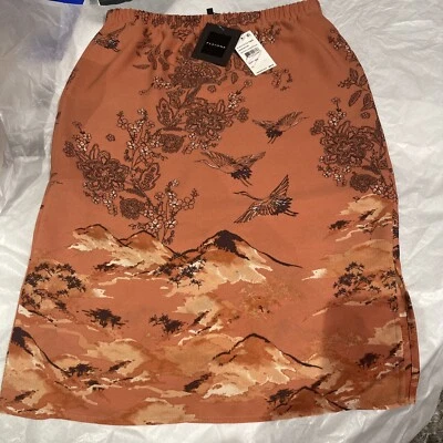 Pleione Skirt XS Terracotta Crane Border New With Tags - Image 1 of 4