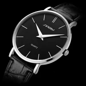 Wrist Waterproof Water Resistant Mens Quartz Watches Unisex Classic Leather Band - Picture 1 of 12