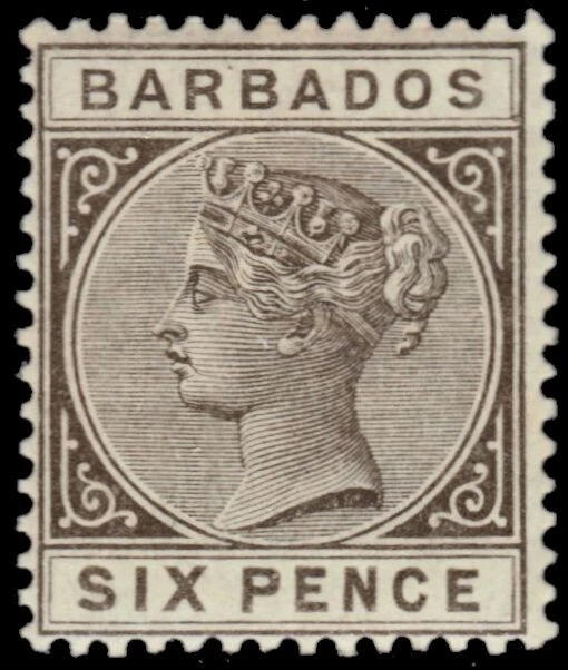 BARBADOS 66 (SG100) - Queen Victoria "1882 Olive Grey" (pb78950) - Изображение 1 из 1