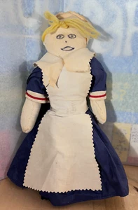 Bambola di stoffa vintage fatta a mano, etichettata "Simone Lemoal", 10" - Foto 1 di 6