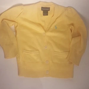 Ralph Lauren Button Down Cardigan Girls/Boys Unisex Size 2/2T Yellow - Picture 1 of 5