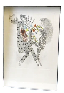 Original Modernist Pop Art Pen Ink Drawing Love "Dancers 1" Signed Framed Matted - Picture 1 of 5