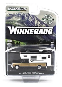 1:64 GreenLight *WINNEBAGO* Black & Gold 1990 Dodge Ram w/Slide-In Camper *NIP* - Picture 1 of 2