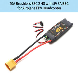 40A Brushless ESC 2-4S Electronic Speed Controller XT60 for RC Boat Drone E0V9