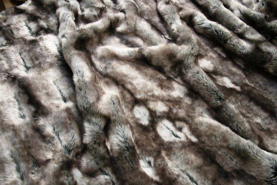 Super Luxury Faux Fur Fabric Material - GREY DEER - Image 1 of 1