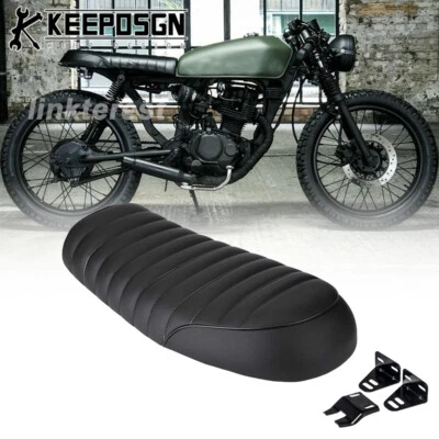 Vintage Cafe Racer Motorcycle Seat Saddle Flat Brat Pan for Honda CM 125 250 400 - Image 1 of 4