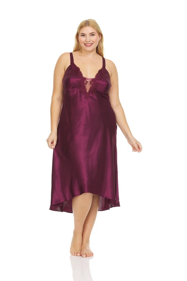 Flora от Flora Nikrooz атласный Stella платье и халат комплект сливы фиолетовый размер L/XL - Изображение 1 из 4