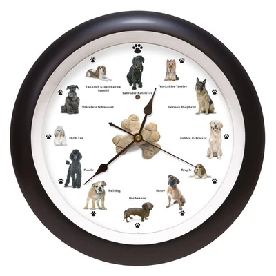 Mark Feldstein & Associates Barking Dog Sounds Wall Clock, 13 Inch, Black, 12... - Image 1 of 2