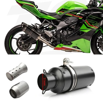 Silenciador de tubo de escape deslizable de 2" 51 mm negro para Kawasaki ZX-4RR Z900 Foto 1 de 4
