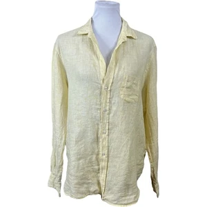 Frank & Eileen Eileen Shirt Womens Medium Yellow 100% Linen Long Sleeve Button - Picture 1 of 8