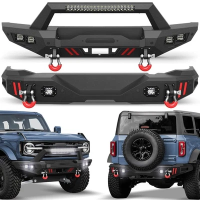Parachoques delantero o trasero de acero con luces LED y anillo D para Ford Bronco 2021-2025 Foto 1 de 4