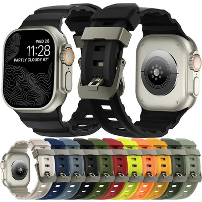 Banda de silicona deportiva para Apple Watch Ultra 3 2 serie 11 10 9 8 7 6 SE 5 - Imagen 1 de 4
