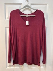 NWT Loft Raspberry Pink Lightweight Sweater Sz M Oversized Tunic Holiday Preppy - Picture 1 of 7
