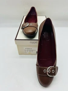 Coach "Brett" flache niedrige Absätze braun Leder Größe 6B hergestellt in Italien P376 - Bild 1 von 11