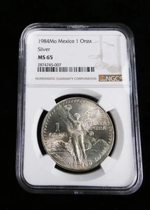 1984 Mexico 1 Onza Silver NGC Certified MS 65. Toned Reverse. #3821 - Picture 1 of 4