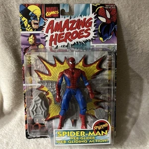 NIB 1997 Toy Biz AMAZING HEROES SPIDER-MAN with WEB GLIDER Marvel Comics - Picture 1 of 4