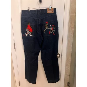Y2K Platinum FUBU Vintage Fat Albert Collab Denim W38 Jeans Artsy Baggy 90er - Bild 1 von 12