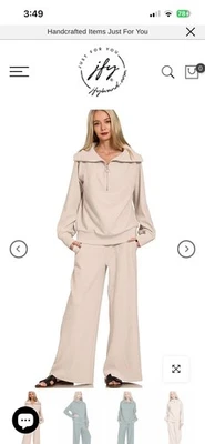 Women’s 2pc Pants Set Zenana New Size Large Athleisure NEW - Image 1 of 4