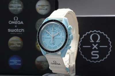 【N MINT】 Omega x Swatch Mission To Uranus SO33L100 Blue Men's Watch from JAPAN - Image 1 of 4