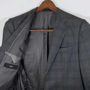 HUGO BOSS Sportmantel Blazer anthrazit & blau kariert 38R Johnstons1/Lenon - Bild 1 von 12