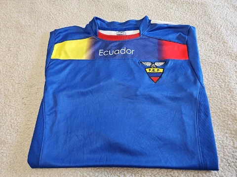 F.E.F. Ecuador Soccer Blue Short Sleeve Jersey/Shirt Size M Cover