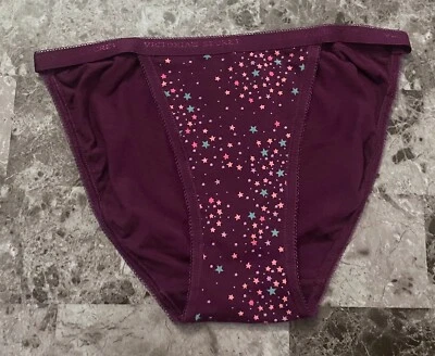 VICTORIA'S SECRET XS PURPLE PINK HEART PICOT VINTAGE RARE STRING BIKINI PANTIES - Image 1 of 3