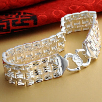Pure 990 Fine Silver Bracelet For Women Men 15mm Wider Watch Link 7inch to 8inch - Image 1 of 4