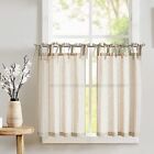 Kitchen Curtains 36 Inch Length Striped Tie Top Linen Tier Curtains Short Curtai