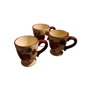 3er Set Toskanische Ernte Kaffeetassen von Oneida handbemalt Steingut - Bild 1 von 3