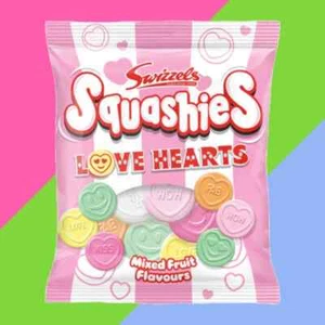 Swizzels Squashies Love Hearts Mixed Fruit Flavors 120g Valentines Foam Gummies - Picture 1 of 3